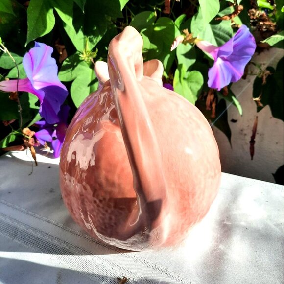 Vintage Stoneware Jug Pink Vine Strawberry Pottery Pitcher 1940s - Picture 3 of 5